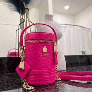 Tote & Carry - Neon Pink Mini Barrel Purse
